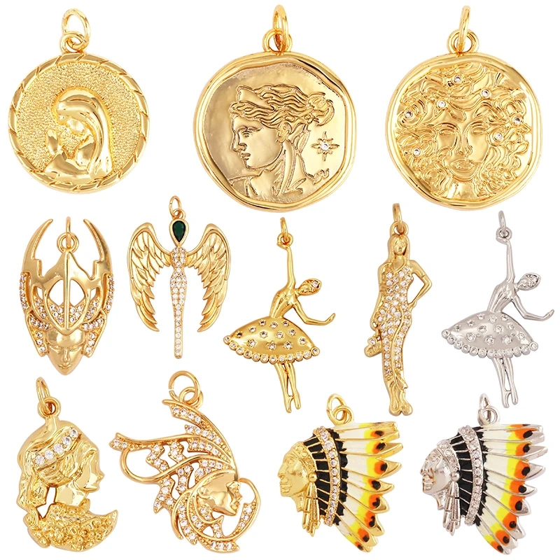 Beauty Goddess Female Fashion Girl Bullet Dancer Indian Chief Charm,Necklace Bracelet Pendant for Handmade Jewelry Supplies L27