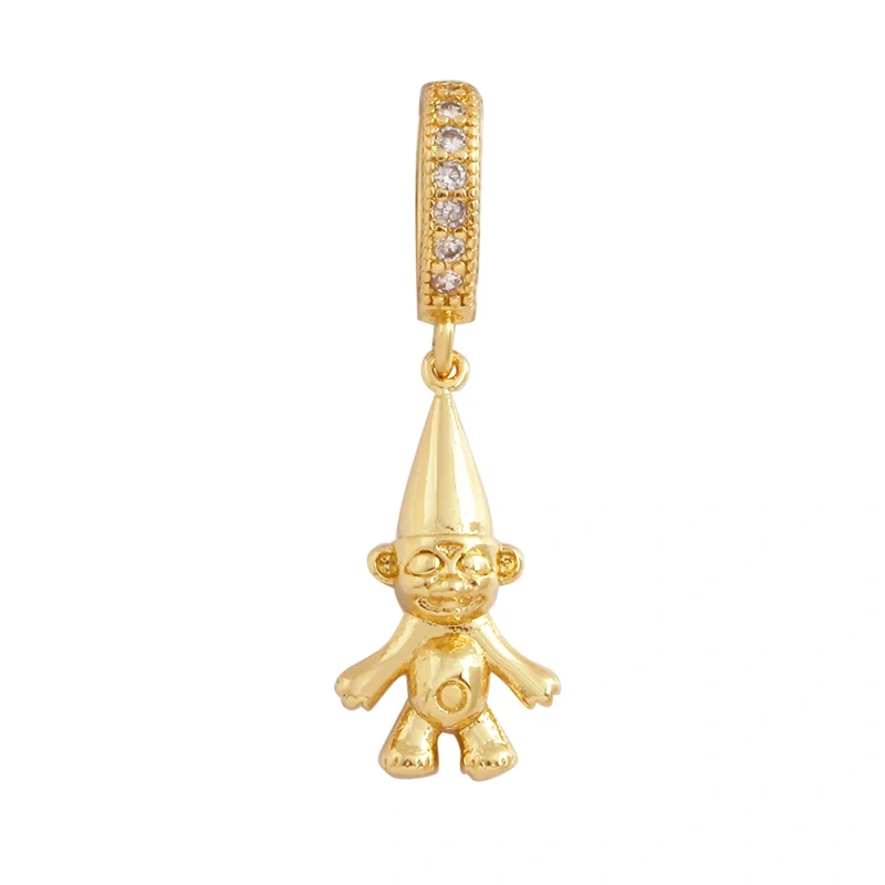 New Unique Clown Frog Yoga Movement Asana Animal Charm Pendant,Cute 18K Gold Zircon Necklace Bracelet for Jewelry Supplies L49
