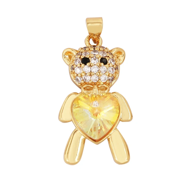 Bear Mouse Elephant Owl Clover Cherry Transparent Crystal Glass Charm Pendant, Animal Jewelry Craft Necklace Making Supplies M45