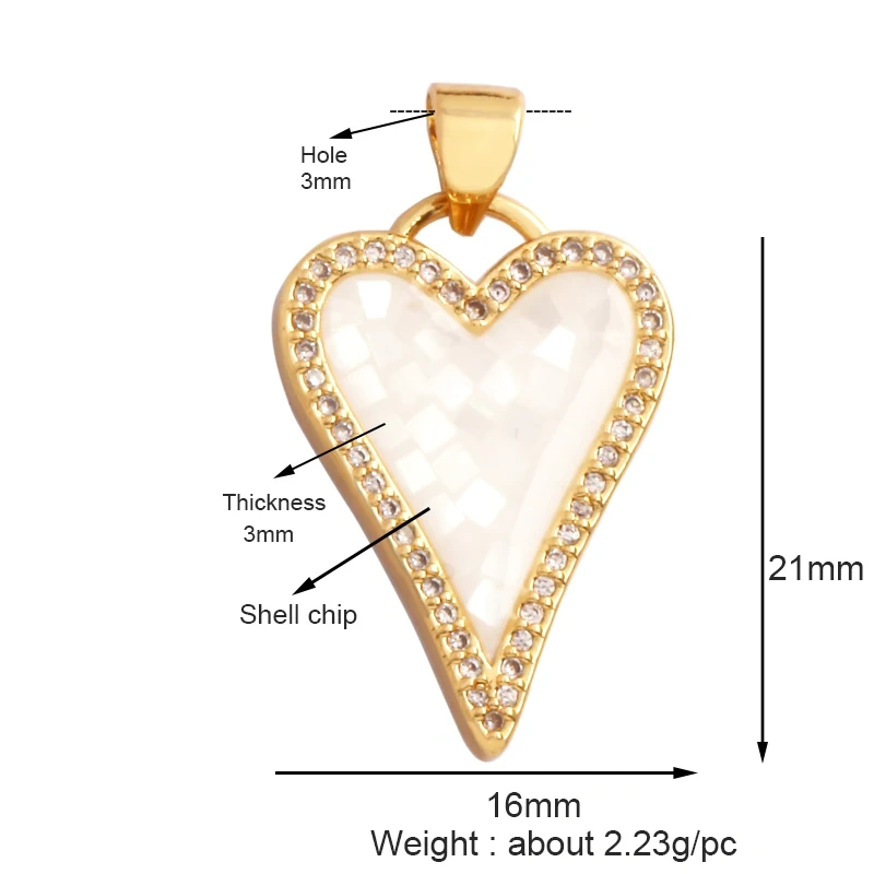 Classics Love Heart Star Zircon Focal Charm Pendant,Creative Shell Pearl 18K Gold Plated Jewelry  Accessories Supplies M41