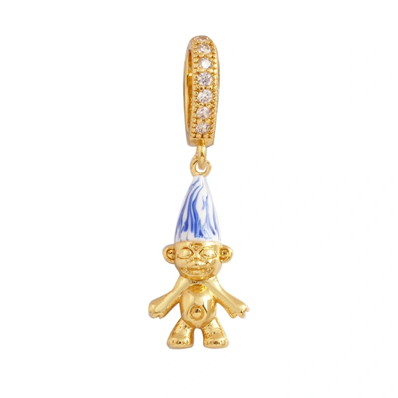 New Unique Clown Frog Yoga Movement Asana Animal Charm Pendant,Cute 18K Gold Zircon Necklace Bracelet for Jewelry Supplies L49