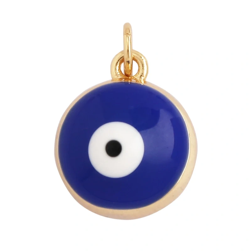 Love Heart Round Bell Lucky Evil Eye Geometry Style Charm Pendant,Trendy Colourful Enamel Zircon Necklace Accessice Supplies M65