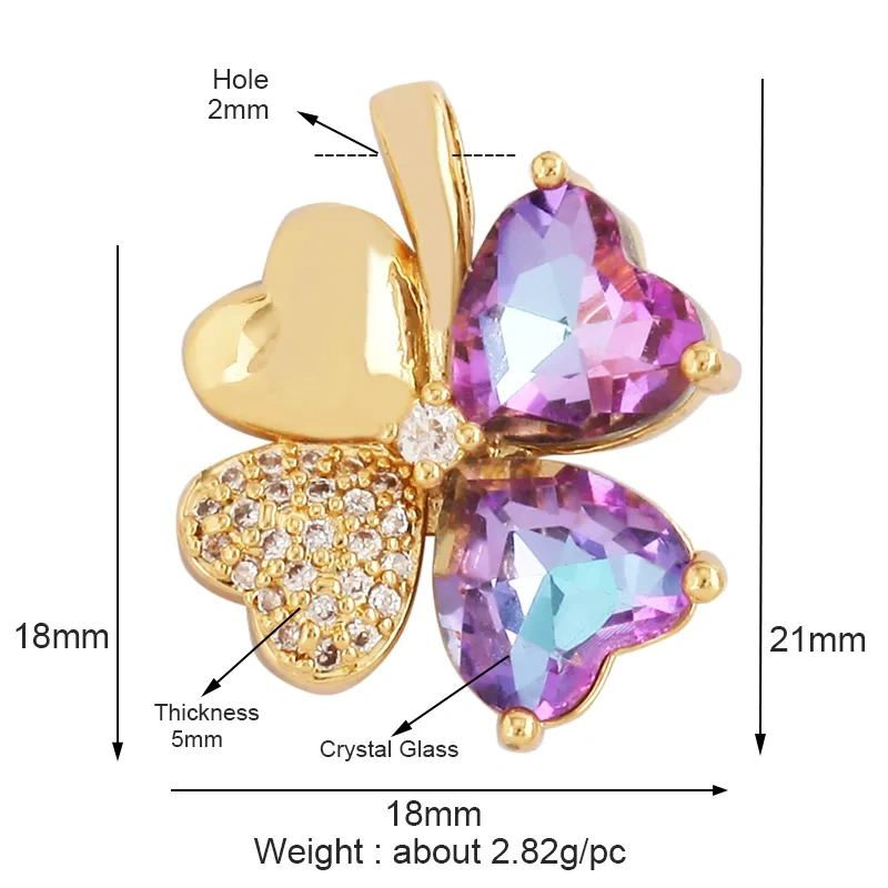 Bear Mouse Elephant Owl Clover Cherry Transparent Crystal Glass Charm Pendant, Animal Jewelry Craft Necklace Making Supplies M45