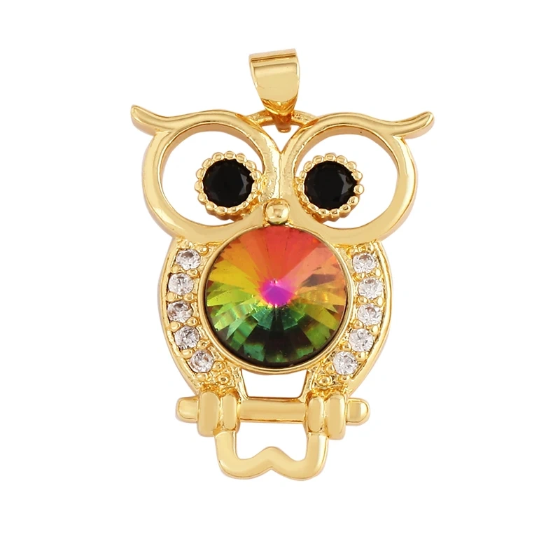 Bear Mouse Elephant Owl Clover Cherry Transparent Crystal Glass Charm Pendant, Animal Jewelry Craft Necklace Making Supplies M45