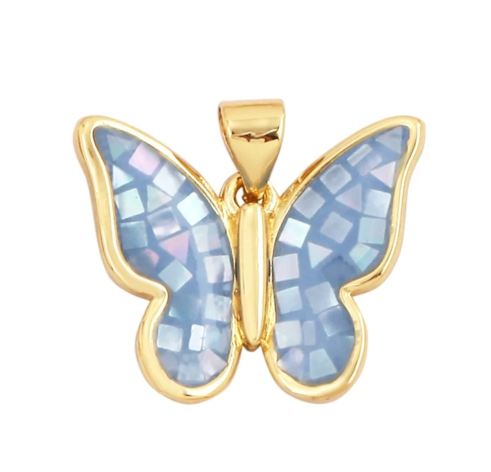Mother of Pearl Dainty Butterfly Charm Pendant,Fashion Romantic Sweet Colorful Transparent Pendant , Girl Gift Party Jewelry L49