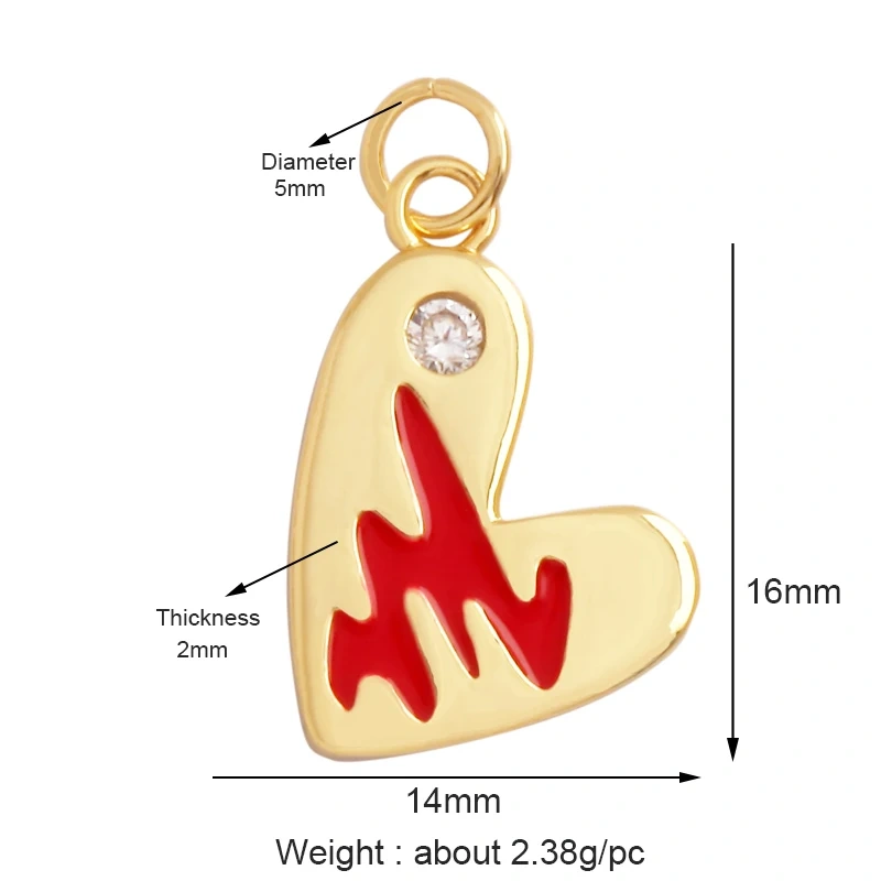 Creative Love Heart Crown Eiffel Tower Zircon Charm Pendant,Geometry 18K Real Gold Plated Jewelry Findings Supplies M64