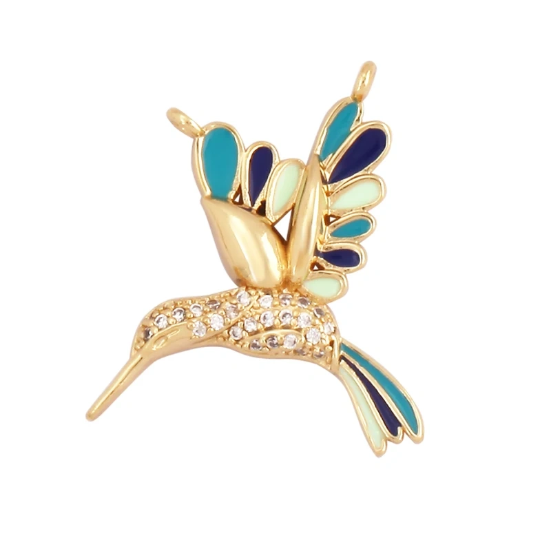 Dainty Butterfly Dragonfly Bird Bee Charm Pendant,Trendy Oil Dropped 18K Gold Inlaid Zircon Animal Jewelry Necklace Supplies L35