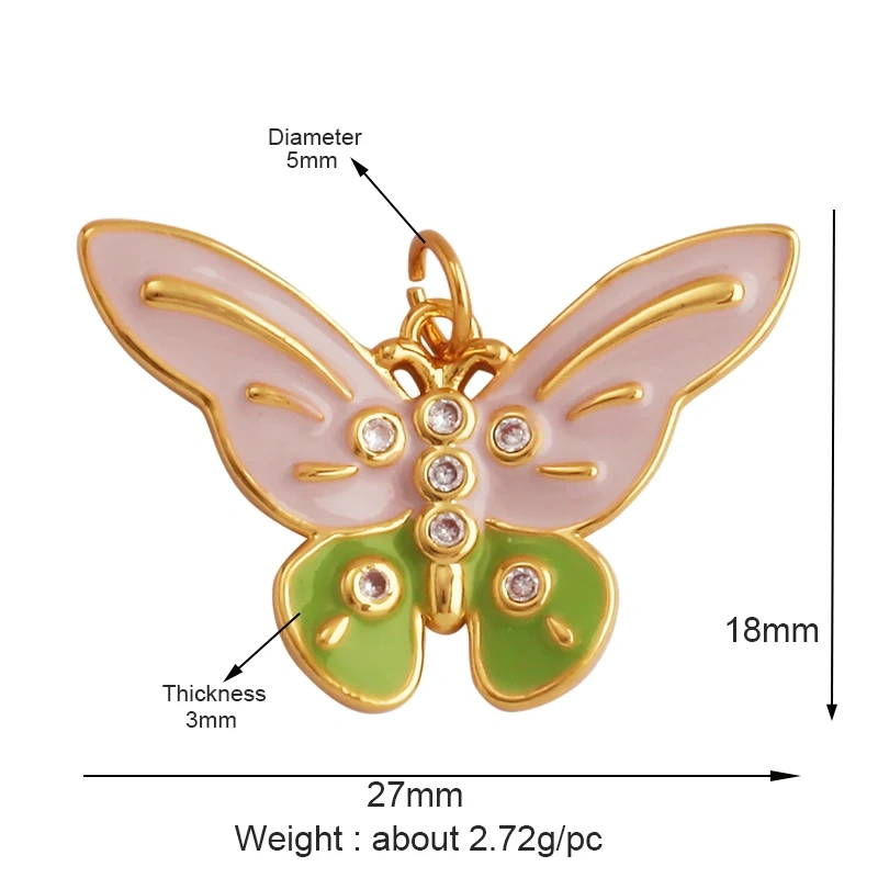 Dainty Butterfly Dragonfly Insect Charm Pendant,Cute Fashion 18K Gold Inlaid Zircon Animal Craft Jewelry Necklace Supplies L35
