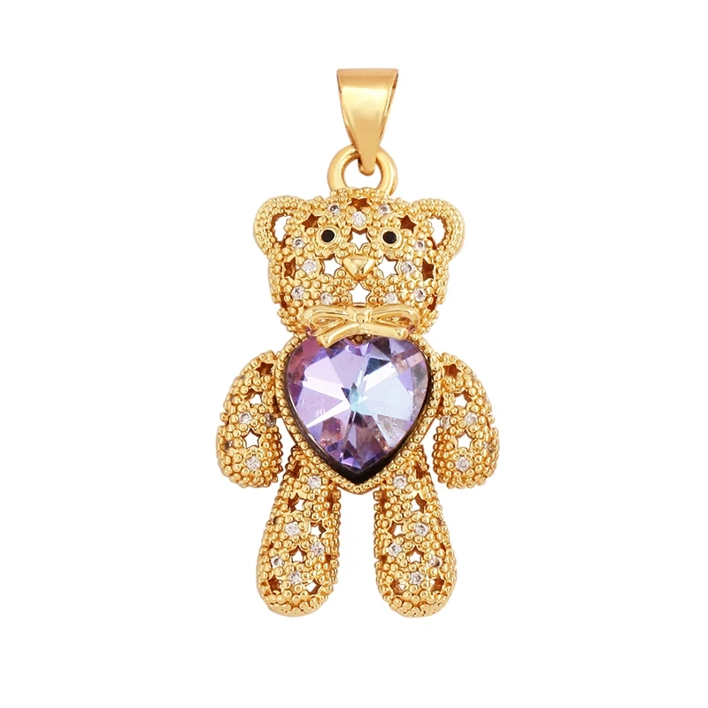 Bear Mouse Elephant Owl Clover Cherry Transparent Crystal Glass Charm Pendant, Animal Jewelry Craft Necklace Making Supplies M45