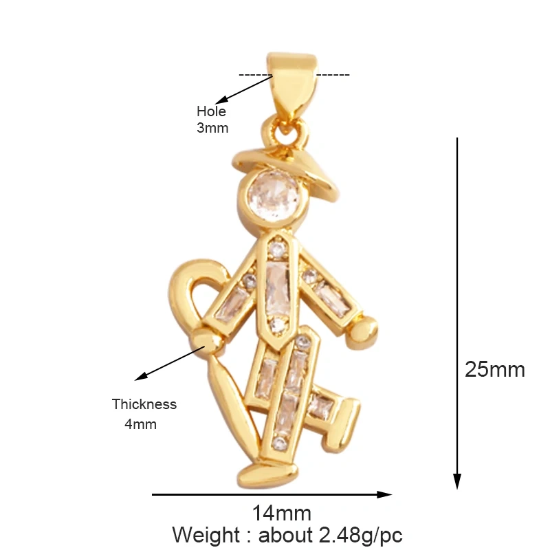 Trendy Love Heart Boy Girl Mama Cubic Zirconia Charm Pendant,18K Gold Necklace Bracelet for DIY Handmade Jewelry Supplies K30