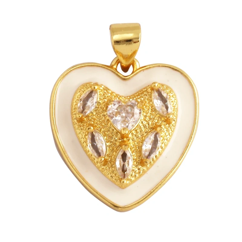 Creative Love Heart Crown Eiffel Tower Zircon Charm Pendant,Geometry 18K Real Gold Plated Jewelry Findings Supplies M64