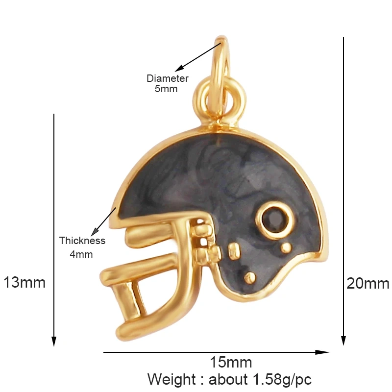 Trendy Sports Sneakers Skis Surfboard Bike Cubic Zirconia CZ Paved Charm Pendant, 18K Gold Necklace Craft Jewelry Supplies M26