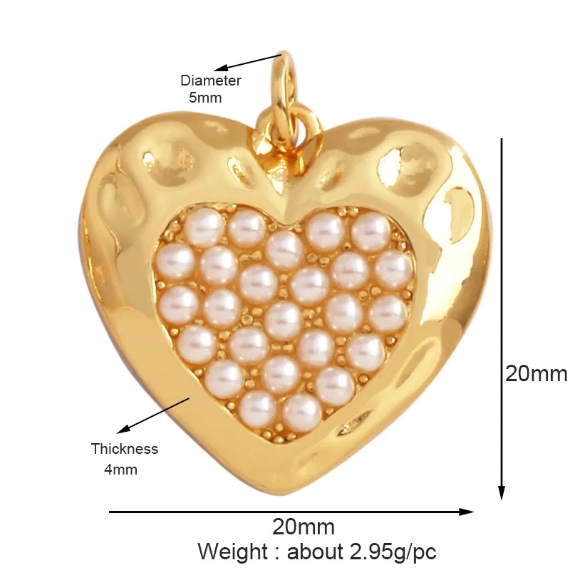 Classics Love Heart Star Zircon Focal Charm Pendant,Creative Shell Pearl 18K Gold Plated Jewelry  Accessories Supplies M41