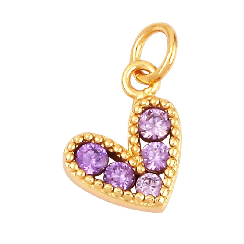 Colour Rainbow CZ Heart Wing Charm Pendant,Cubic Zirconia Paved Pink Blue,18K Real Gold Plated Colour,Craft jewelry Supplies L38
