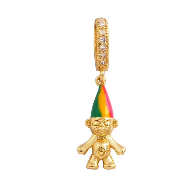 New Unique Clown Frog Yoga Movement Asana Animal Charm Pendant,Cute 18K Gold Zircon Necklace Bracelet for Jewelry Supplies L49