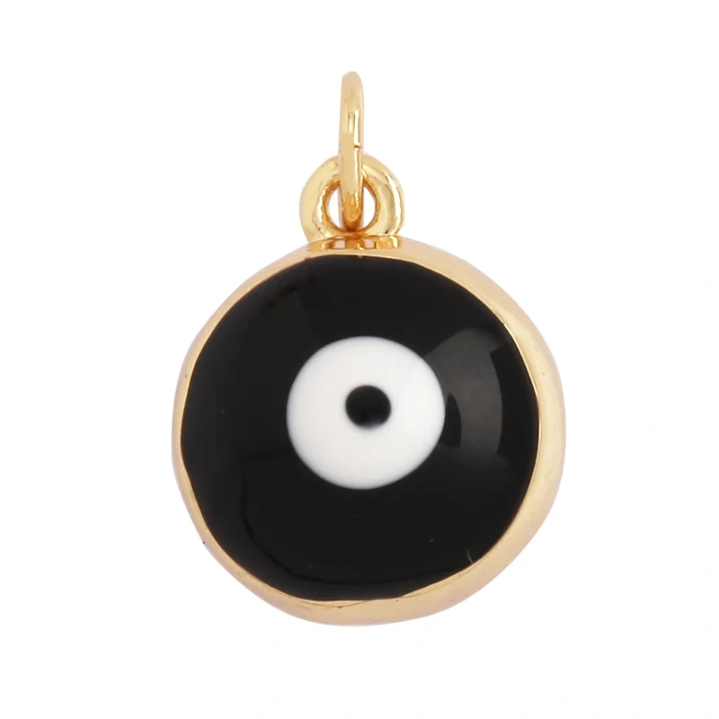 Love Heart Round Bell Lucky Evil Eye Geometry Style Charm Pendant,Trendy Colourful Enamel Zircon Necklace Accessice Supplies M65