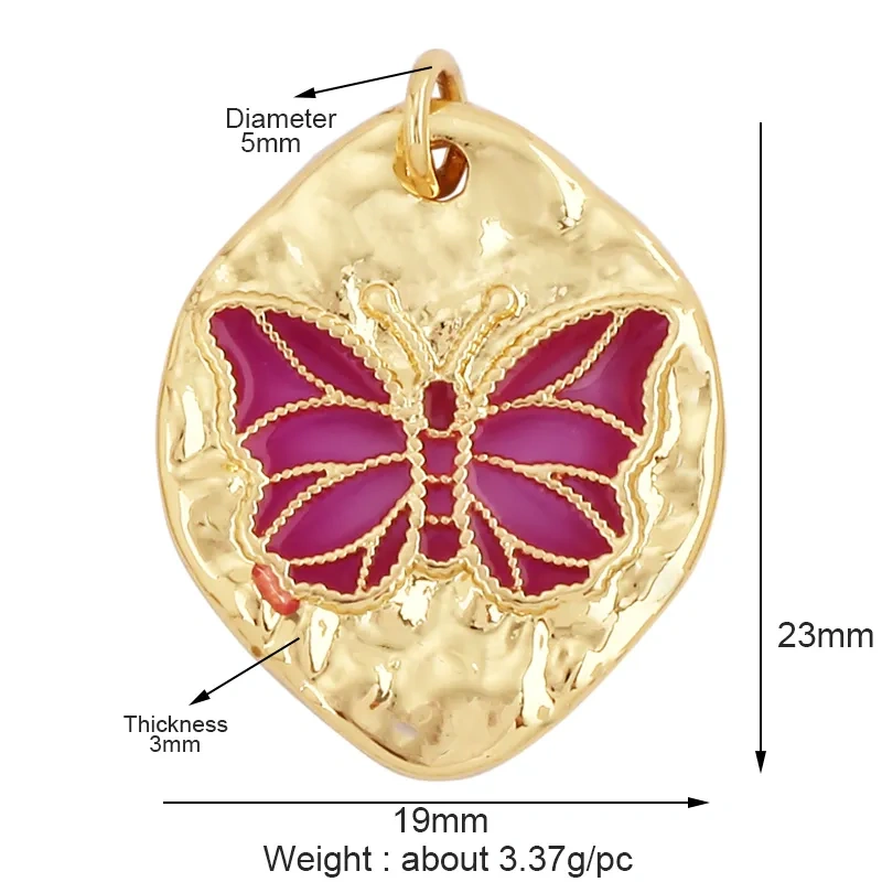 Fashion Sweet Colorful Butterfly Charm Pendant,Dainty 18K Gold Plated Brass,Girl Gift Party Necklace Jewelry Findings Supply L35