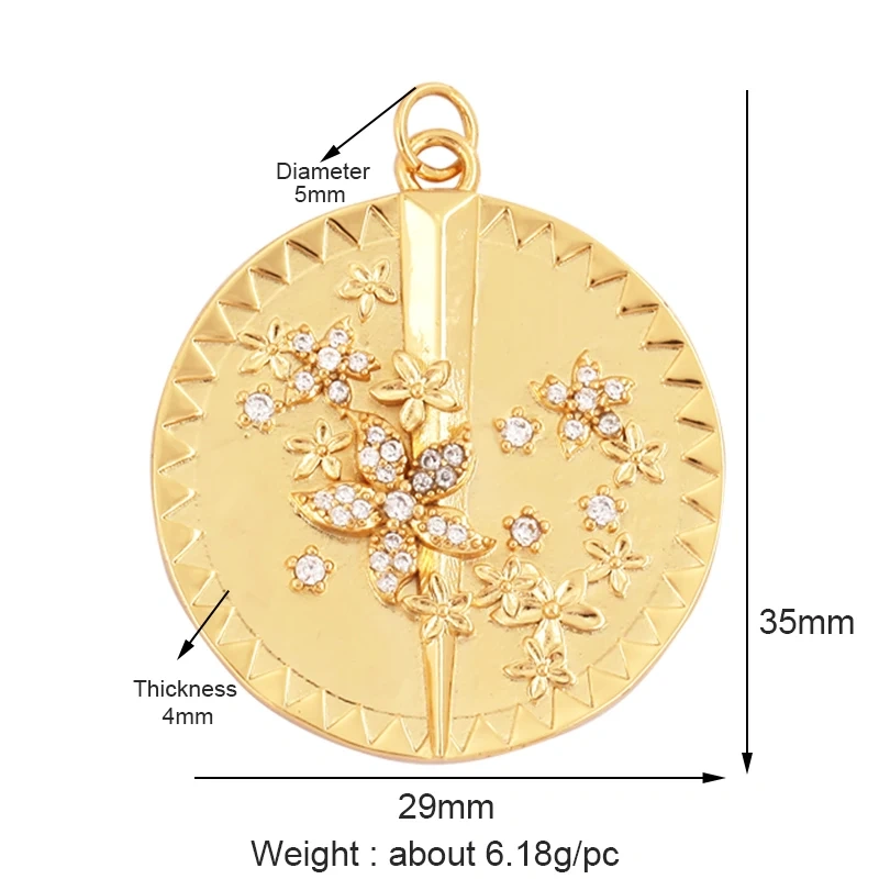 Sweet Colorful Sun Rose Flower Charm Pendant,Trendy 18K Gold Geometry Zircon Necklace Accessories DIY Handy Craft Jewelry L33