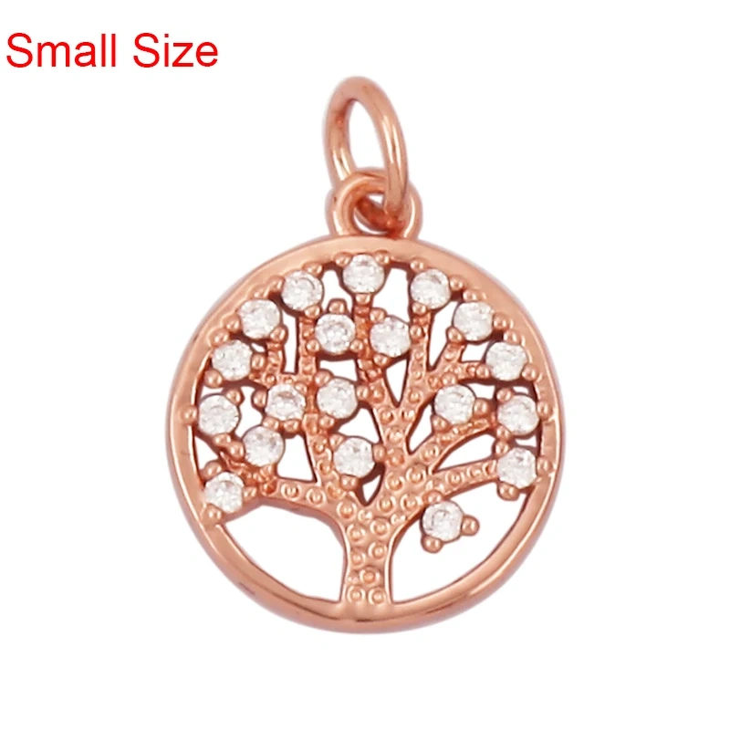 Sweet Rainbow Sun Rose Flower Maple Leaf Coconut Life Tree Charm Pendant,18k Gold Zircon Jewelry Findings Necklace Supplies M68
