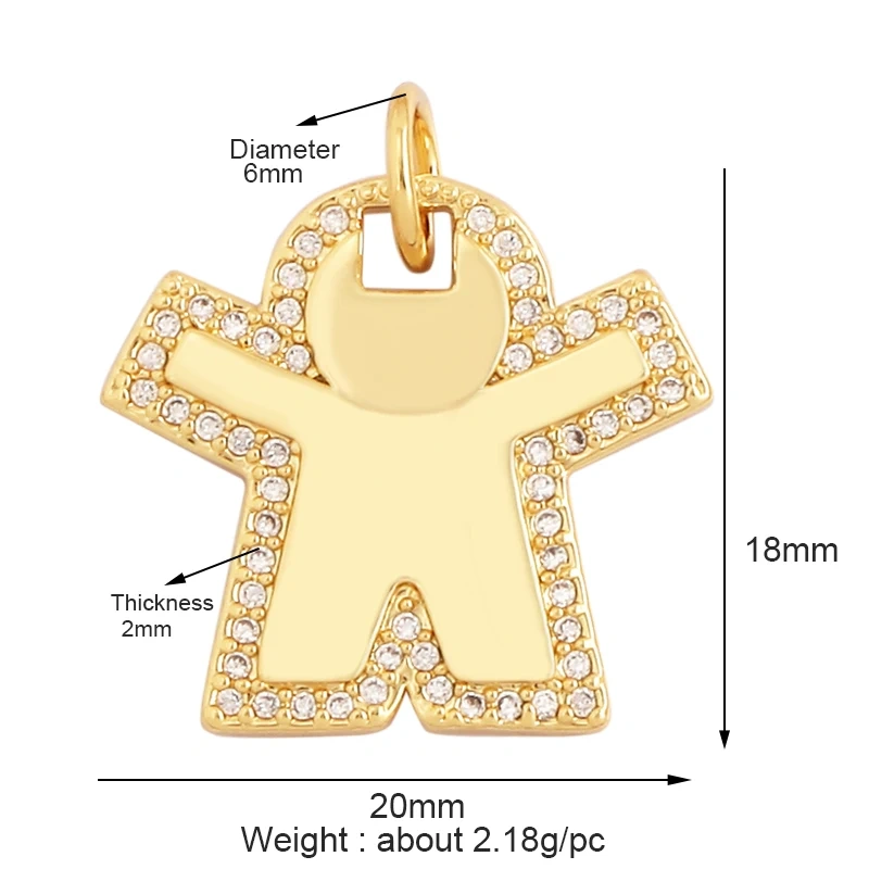 Fashion Love Heart Star Moon Girl Boy Triangular Hand Cross Butterfly Charm Pendant,18K Gold Brass Necklace Jewelry Findings L27