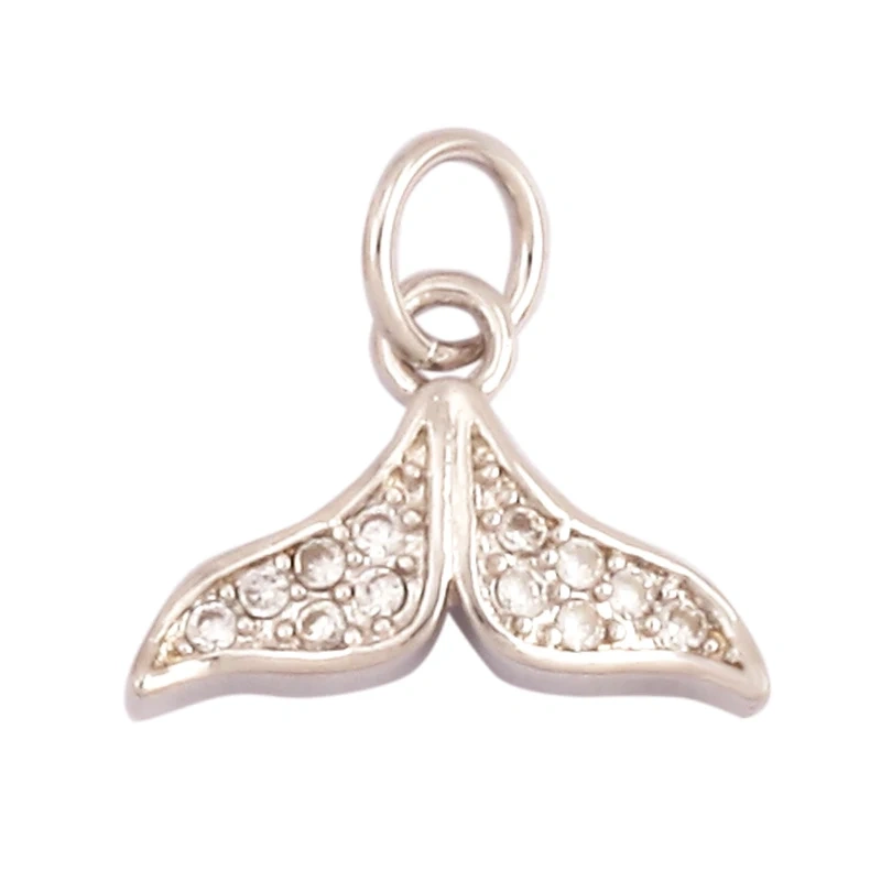 Blue Ocean Shell Jellyfish Conch Dolphin Sea Horse Fish Bone Shrimp Charm Pendant,Gold Plated Zircon Jewelry Findings Supply K58