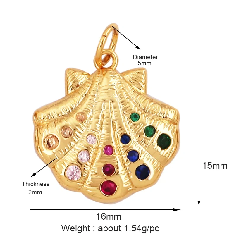 Blue Ocean Shell Jellyfish Conch Dolphin Sea Horse Fish Bone Shrimp Charm Pendant,Gold Plated Zircon Jewelry Findings Supply K58