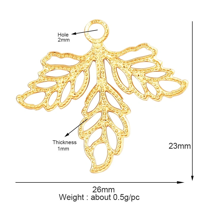 Maple Ginkgo Leaf Angel Butterfly Snowflake Moon Star Zircon Charm Pendant,Necklace Bracelet Earring Handy Craft Jewelry K36