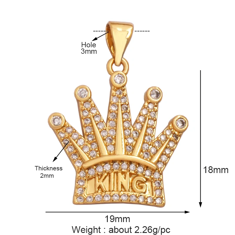 Creative Love Heart Crown Eiffel Tower Zircon Charm Pendant,Geometry 18K Real Gold Plated Jewelry Findings Supplies M64