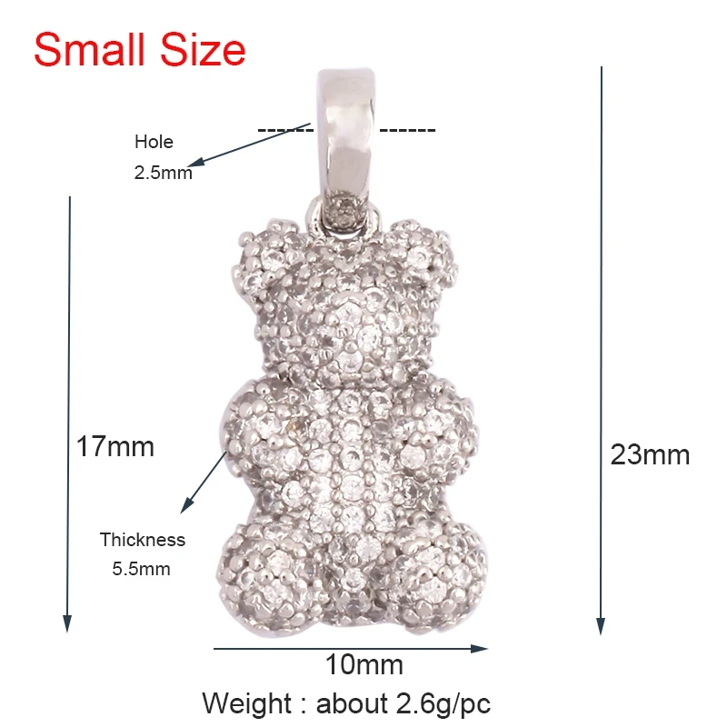 Cute Bear Charm Pendant in Gold Colour , Pearl Cubic Zironia CZ Paved , Jewelry Necklace Bracelet Making Wholesale Supplies M85