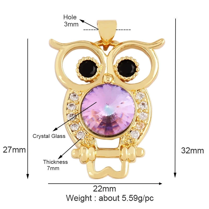 Bear Mouse Elephant Owl Clover Cherry Transparent Crystal Glass Charm Pendant, Animal Jewelry Craft Necklace Making Supplies M45