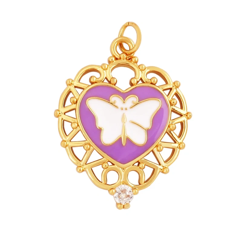 Dainty Butterfly Dragonfly Bird Bee Charm Pendant,Trendy Oil Dropped 18K Gold Inlaid Zircon Animal Jewelry Necklace Supplies L35