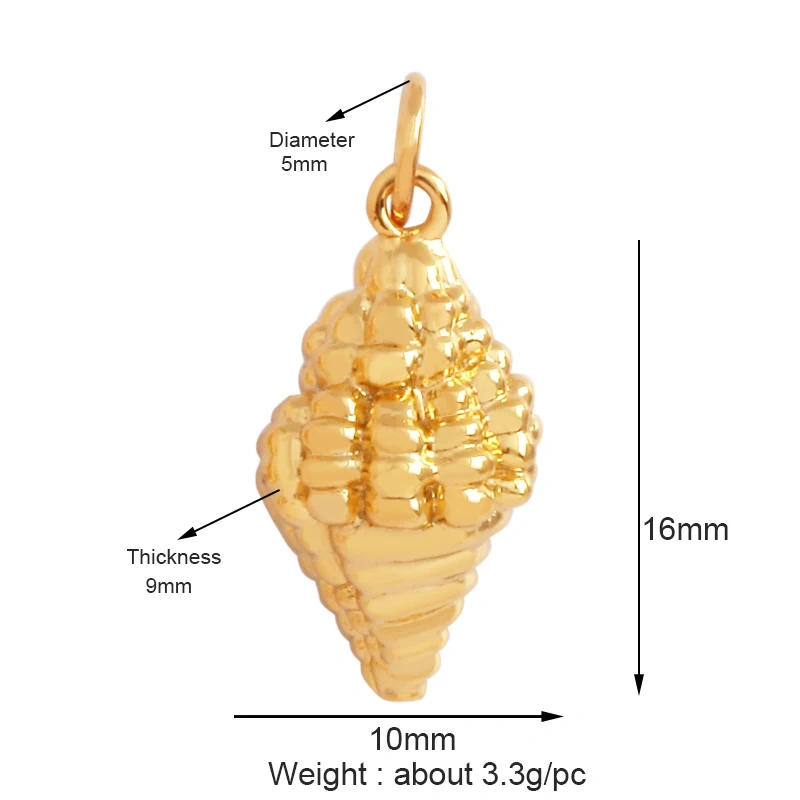 Blue Ocean Shell Jellyfish Conch Dolphin Sea Horse Fish Bone Shrimp Charm Pendant,Gold Plated Zircon Jewelry Findings Supply K58