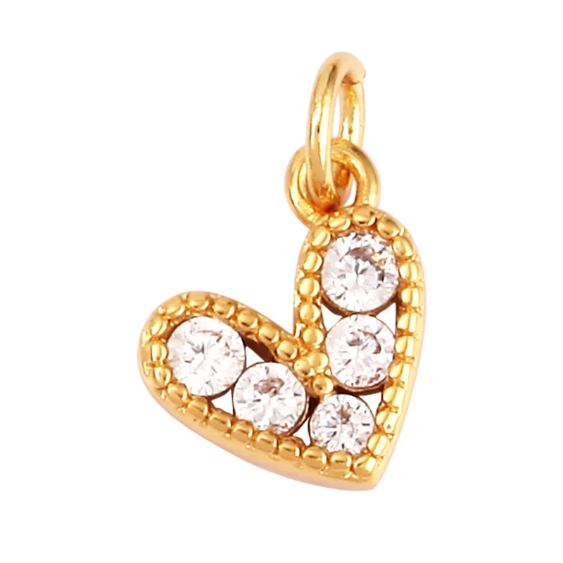 Colour Rainbow CZ Heart Wing Charm Pendant,Cubic Zirconia Paved Pink Blue,18K Real Gold Plated Colour,Craft jewelry Supplies L38