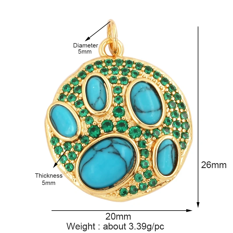 Trendy Rainbow Sun Happy Face Round Lemon Mushroom Charm Pendant,18K Gold Plated Zircon Necklace Bracelet Handmade Jewelry L24