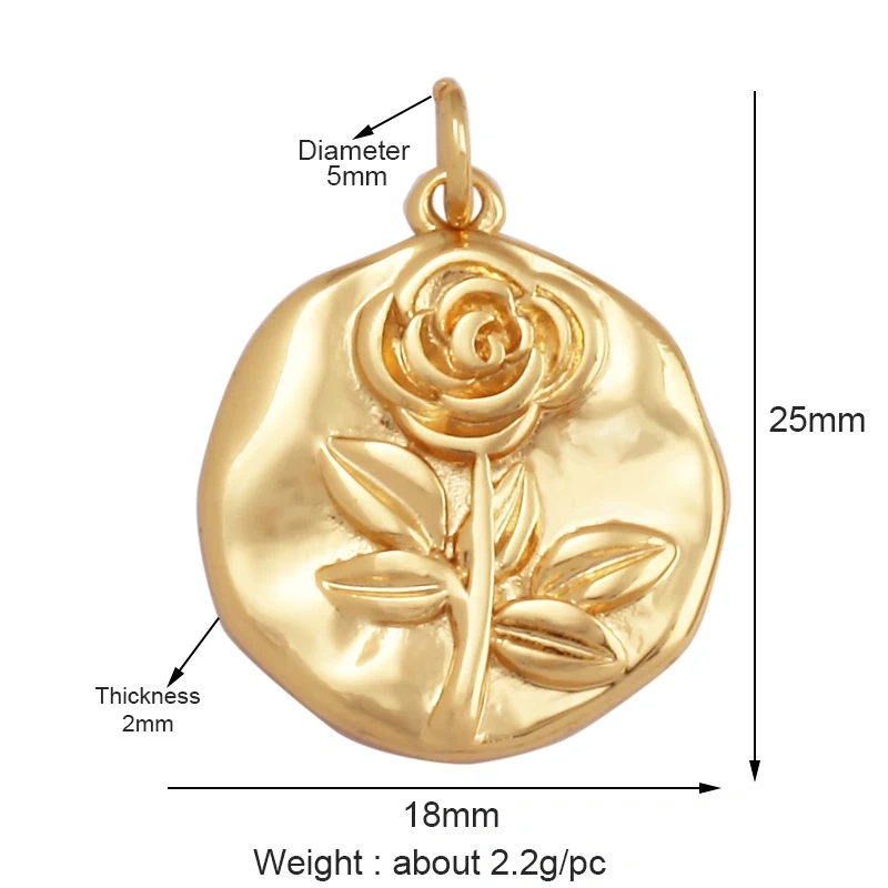 Sweet Rainbow Sun Rose Flower Maple Leaf Coconut Life Tree Charm Pendant,18k Gold Zircon Jewelry Findings Necklace Supplies M68