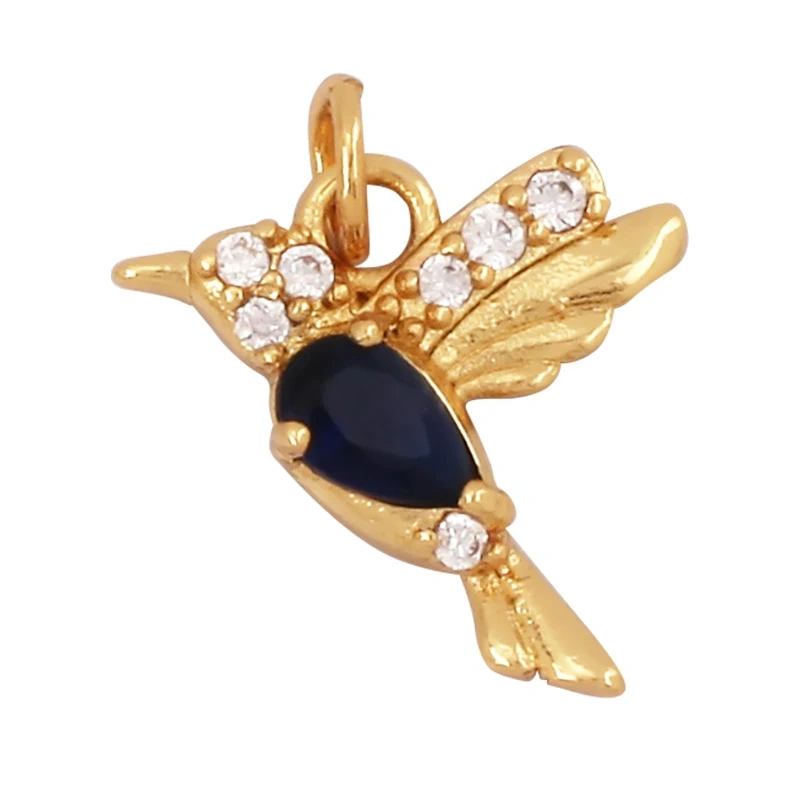 Dainty Butterfly Dragonfly Bird Bee Charm Pendant,Trendy Oil Dropped 18K Gold Inlaid Zircon Animal Jewelry Necklace Supplies L35