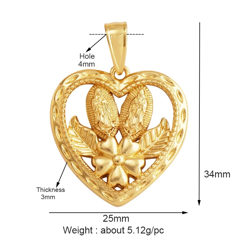 Holy Jesus Virgin Mary Charm Geometry Pendant,Religious 18K Gold Inlaid Cubic Zirconia Jewelry Necklace Accessories Supplies M51