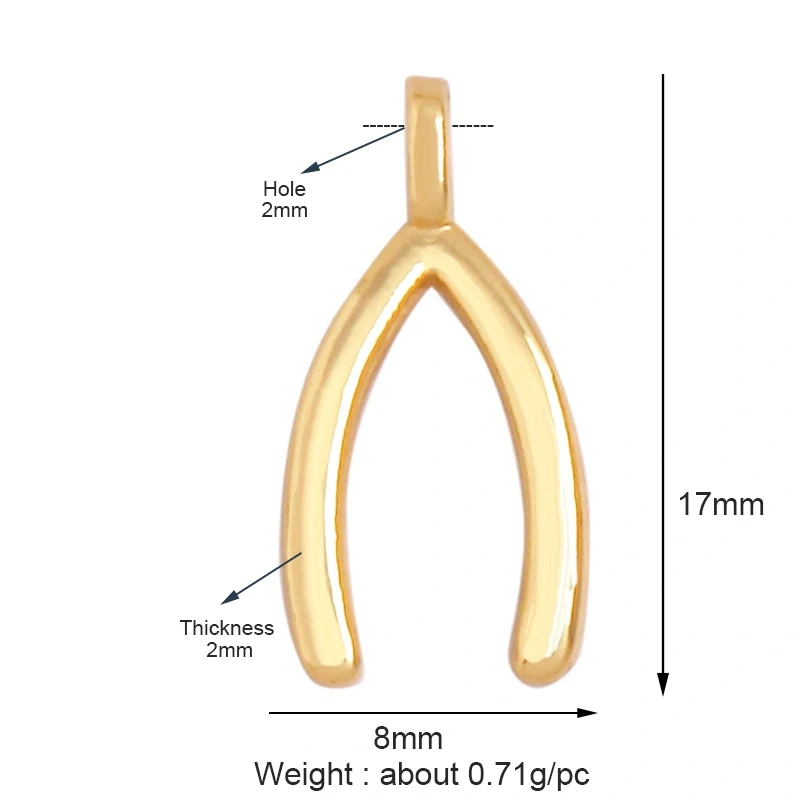 Fashion Ox Horn Half Month Wishing Bone Wings Zircon Charm Pendant,18K Gold Plated Necklace Jewelry Findings  Supply L61