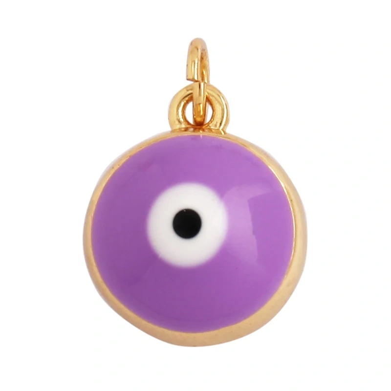 Love Heart Round Bell Lucky Evil Eye Geometry Style Charm Pendant,Trendy Colourful Enamel Zircon Necklace Accessice Supplies M65