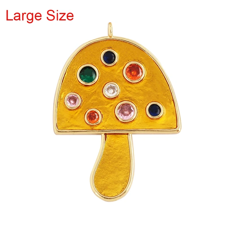 Trendy Rainbow Sun Happy Face Round Lemon Mushroom Charm Pendant,18K Gold Plated Zircon Necklace Bracelet Handmade Jewelry L24