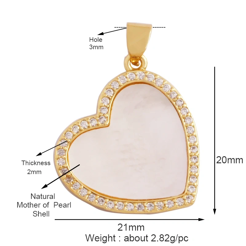 Classics Love Heart Star Zircon Focal Charm Pendant,Creative Shell Pearl 18K Gold Plated Jewelry  Accessories Supplies M41