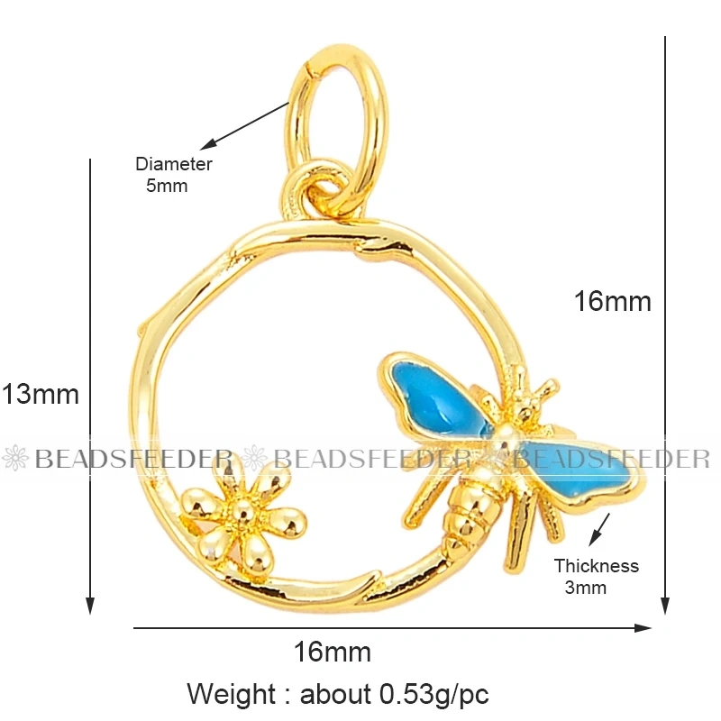 Beadsfeeder mini leaf leaves garland flower charm pendant, real gold colour plated , craft jewelry supplies
