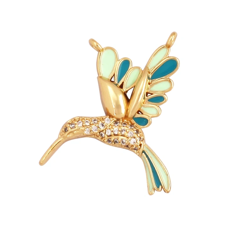 Dainty Butterfly Dragonfly Bird Bee Charm Pendant,Trendy Oil Dropped 18K Gold Inlaid Zircon Animal Jewelry Necklace Supplies L35