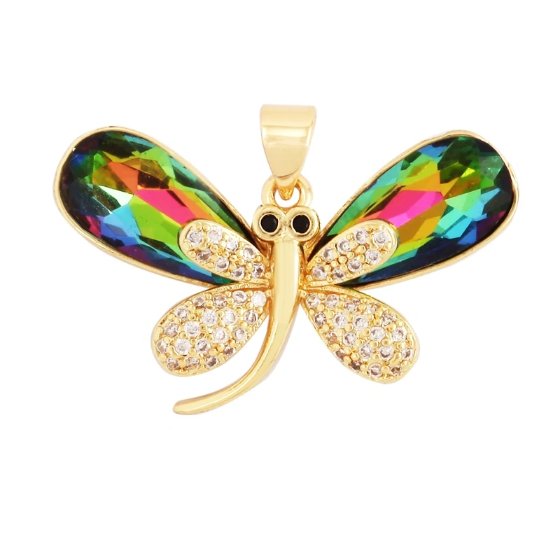 Butterfly Dragonfly Spider Bird Transparent Crystal Glass Charm Pendant,Insect Animal Jewelry Craft Necklace Making Supplies M46