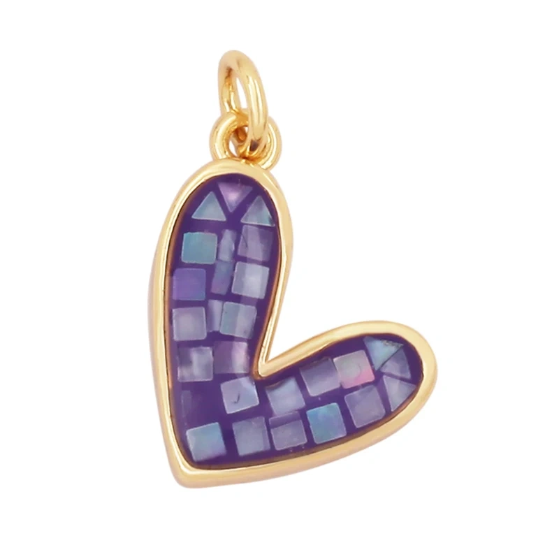 Fashion Heart Butterfly 18K Gold Plated Inlaid Shell Chips Charm Pendant,Jewelry Necklace Accessories Hand Making Supplies L49