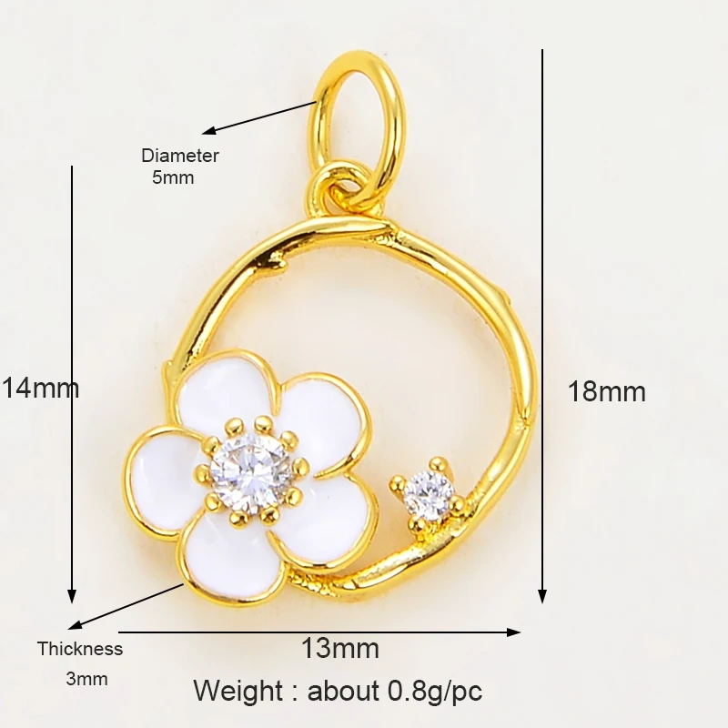 Beadsfeeder mini leaf leaves garland flower charm pendant, real gold colour plated , craft jewelry supplies L75