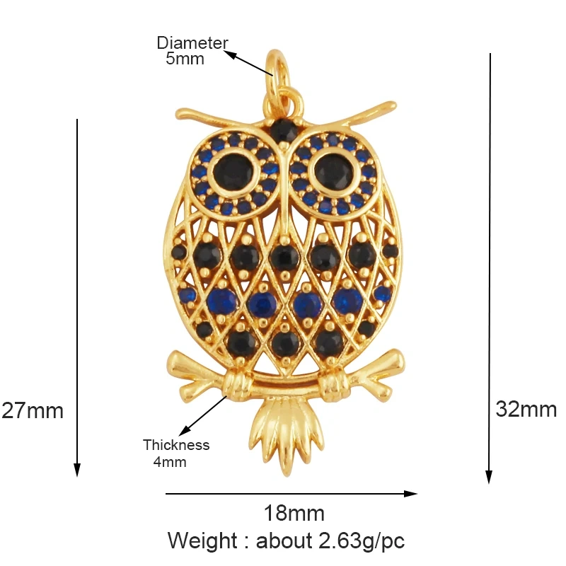 Unique Fine Tortoise Snake Owl Lion Disc Animal Charm Pendant,Cute 18K Gold Necklace Bracelet for Handmade Jewelry Supplies L21
