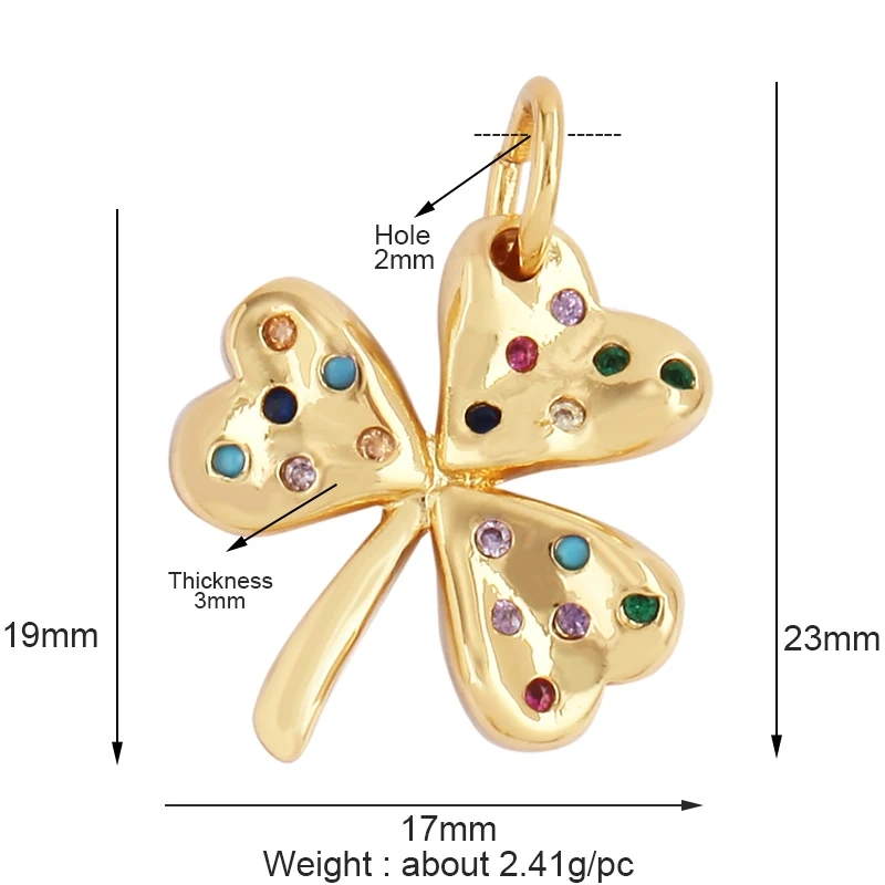 Rustic Geometric Round Oval Star Heart Clover Charm Micro Pave Multi Color Rainbow Cubic Zirconia CZ Stone Jewelry Finding L13