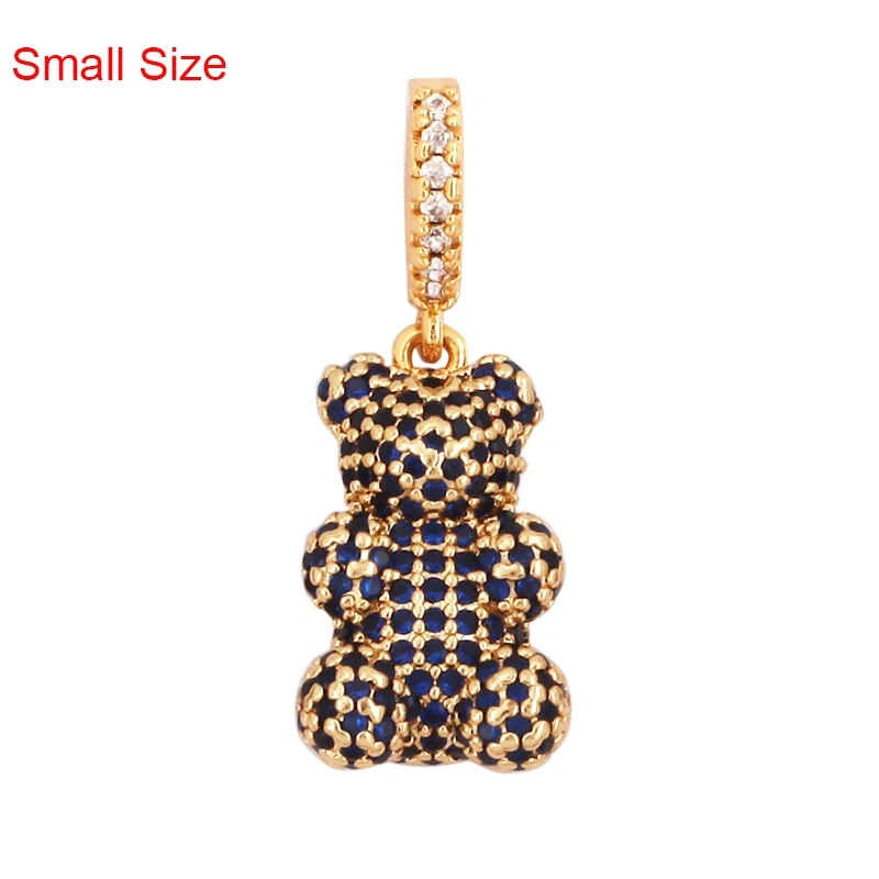 Luxury Fine Inlaid Rainbow Cubic Zironia Charm Pendant,Cute Bear Jewelry Necklace Bracelet Making Wholesale Supplies M85