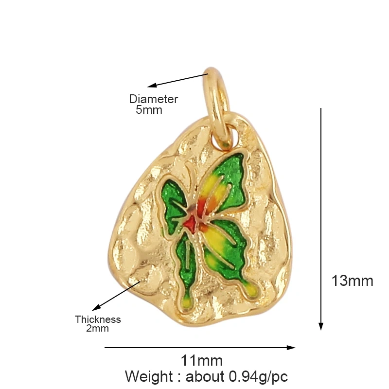 Fashion Sweet Colorful Butterfly Charm Pendant,Dainty 18K Gold Plated Brass,Girl Gift Party Necklace Jewelry Findings Supply L35